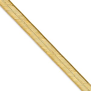 6.5mm, 14k Yellow Gold, Solid Herringbone Chain Necklace, 16 Inch