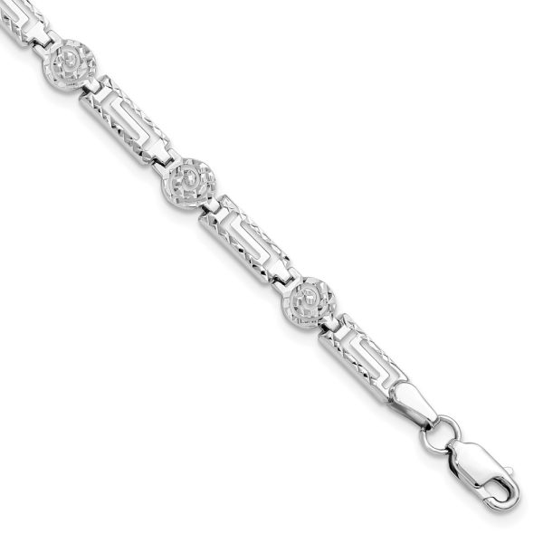 6mm Diamond Cut Spiral Link Bracelet in 14k White Gold, 7 Inch