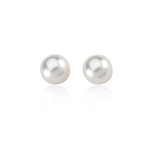 6mm White Akoya Cultured Pearl and 14k Yellow Gold Stud Earrings