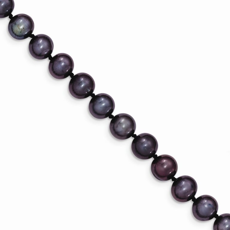 7-8mm, Black FW Cultured Pearl & 14k Yellow Gold Necklace, 16 Inch