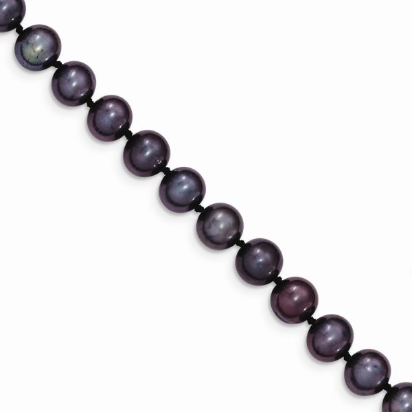 7-8mm, Black FW Cultured Pearl & 14k Yellow Gold Necklace, 18 Inch