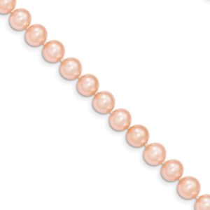 7-8mm, Pink FW Cultured Pearl & 14k Yellow Gold Necklace, 16 Inch