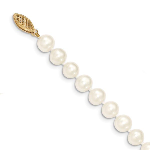 7-8mm, White FW Cultured Pearl & 14k Yellow Gold Necklace, 16 Inch