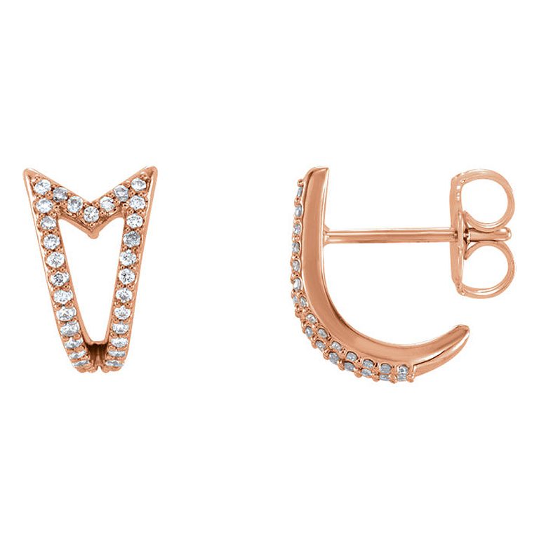 7 x 10mm 14k Rose Gold 1/6 CTW (G-H, I1) Diamond Arrow J-Hoop Earrings