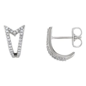 7 x 10mm 14k White Gold 1/6 CTW (G-H,I1) Diamond Arrow J-Hoop Earrings