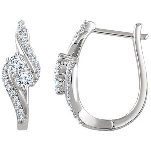 7 x 20mm 14k White Gold 5/8 CTW (H-I, I1) Diamond Two-Stone Earrings