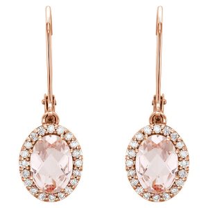 7 x 23mm 14k Rose Gold Morganite & 1/5 CTW (G-I, I1) Diamond Earrings