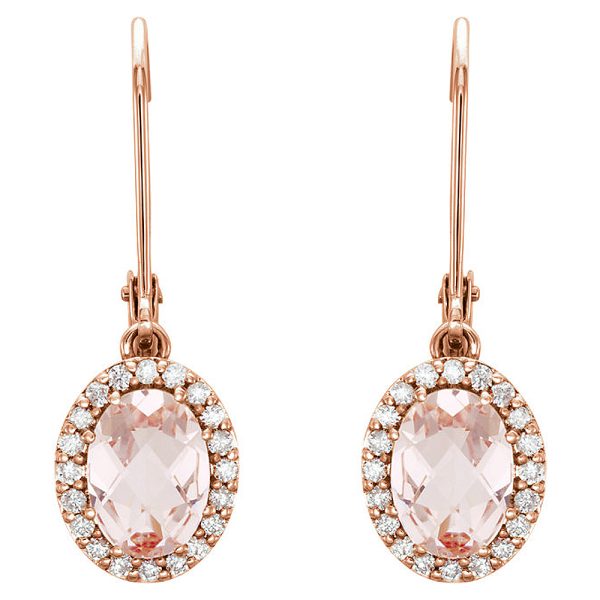 7 x 23mm 14k Rose Gold Morganite & 1/5 CTW (G-I, I1) Diamond Earrings