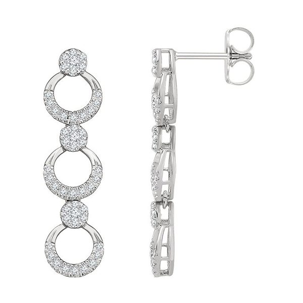 7 x 28mm 14k White Gold 1/2 CTW (H-I, I1) Diamond Geometric Earrings