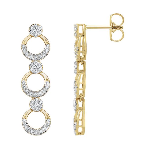 7 x 28mm 14k Yellow Gold 1/2 CTW (H-I, I1) Diamond Geometric Earrings