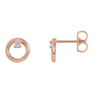 7.25mm 14k Rose Gold .06 CTW (G-H, I1) Diamond Circle Post Earrings