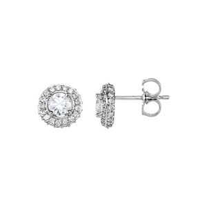 7/8 Cttw Diamond Entourage 7.5mm Post Earrings in 14k White Gold