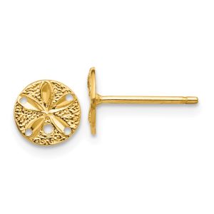 7mm Diamond Cut Sand Dollar Post Earrings in 14k Yellow Gold