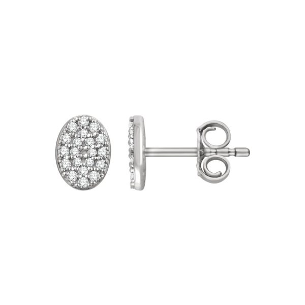 7mm Oval Diamond Cluster Post Earrings in 14k White Gold