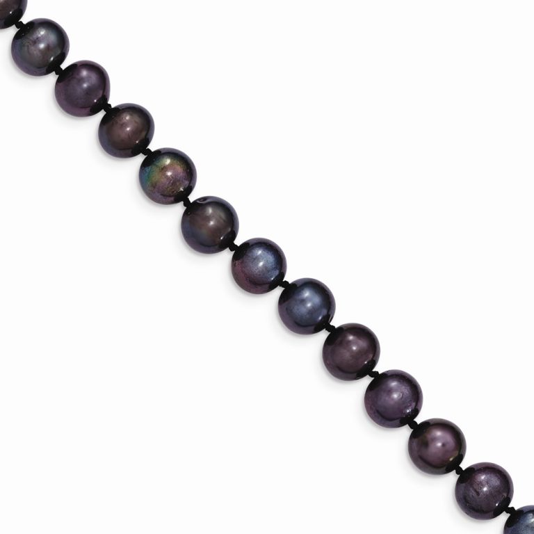 8-9mm, Black FW Cultured Pearl & 14k Yellow Gold Necklace, 18 Inch