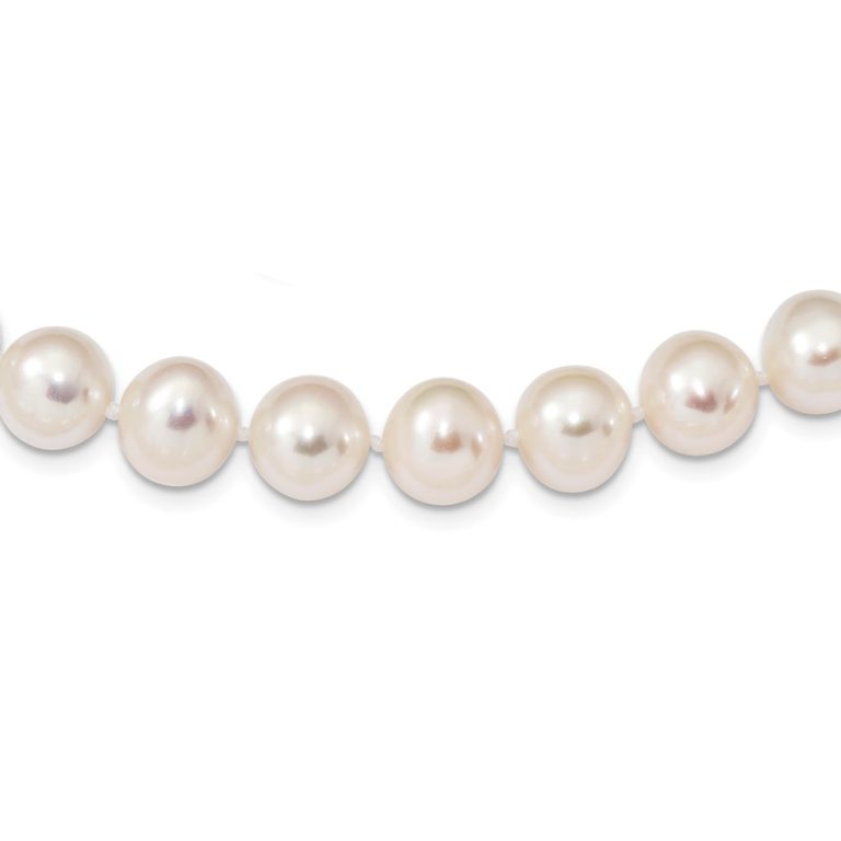 9-10mm, White FW Cultured Pearl & Sterling Silver Necklace, 18 Inch