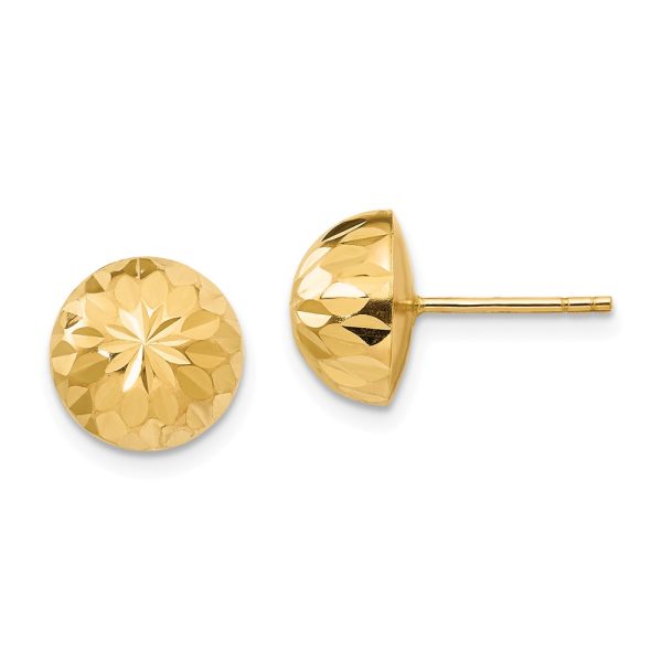 9mm Diamond-cut Half-Ball Post Earrings in 14k Yellow Gold