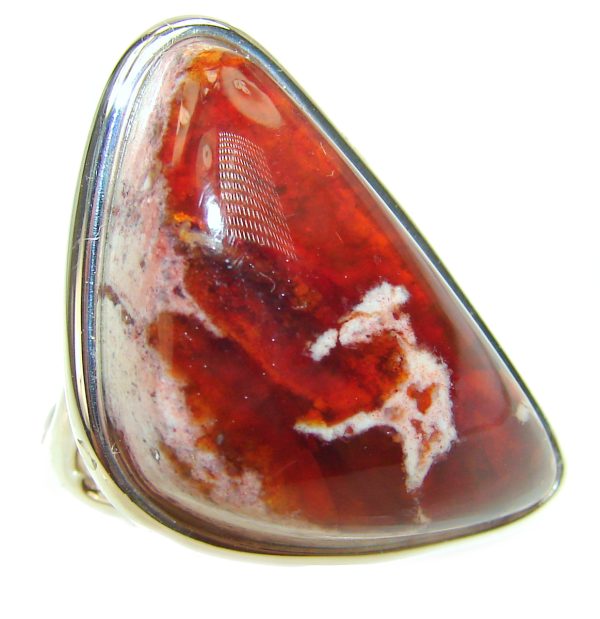 A RED SEA Mexican Opal .925 Sterling Silver handcrafted Ring size 8 1/2