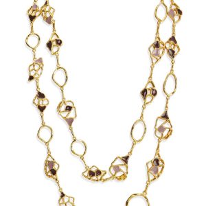 Adjustable Gold and Purple Enamel Mavi Maxi Necklace By Dhwani Bansal