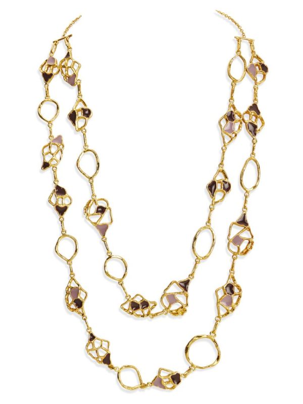 Adjustable Gold and Purple Enamel Mavi Maxi Necklace By Dhwani Bansal