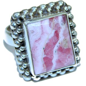 Argentinian Rhodochrosite .925 Sterling Silver handmade ring size 6