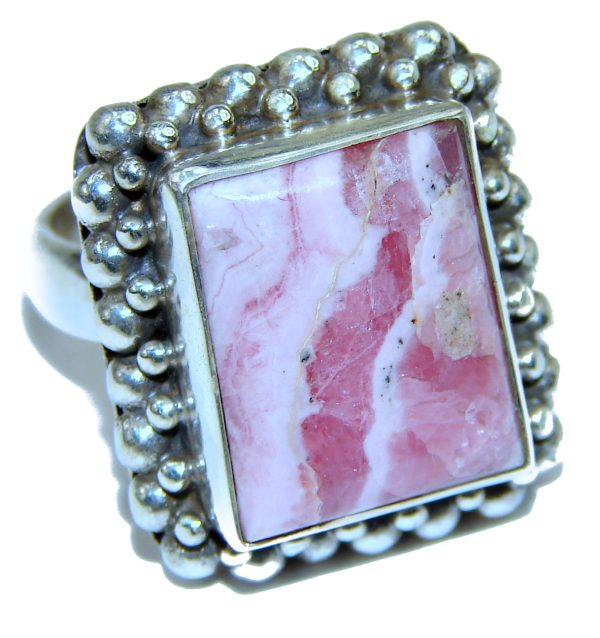 Argentinian Rhodochrosite .925 Sterling Silver handmade ring size 6