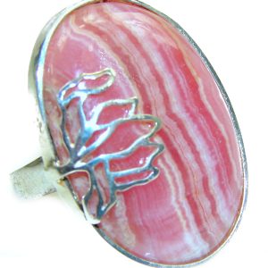 Argentinian Rhodochrosite .925 Sterling Silver handmade ring size 8