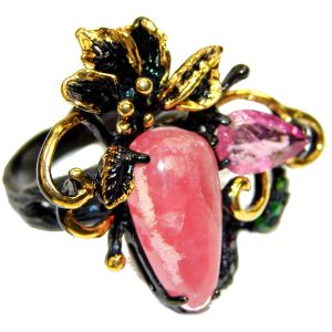 Argentinian Rhodochrosite .925 Sterling Silver handmade ring size 9