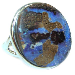 Australian Boulder Opal .925 Sterling Silver handcrafted ring size 7