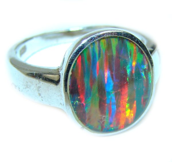 Australian Doublet Opal .925 Sterling Silver handcrafted ring size 6