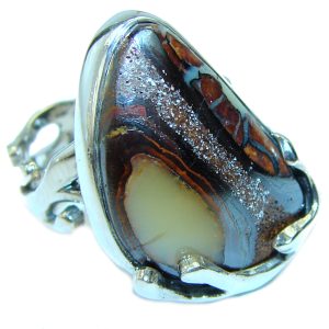 Australian Koroit Opal .925 Sterling Silver handcrafted Ring size 7 adjustable