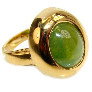 Authentic 15.2ct Green Tourmaline Yellow gold over .925 Sterling Silver brilliantly handcrafted ring s. 6