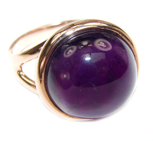 Authentic 25ctw Amethyst rose gold over .925 Sterling Silver brilliantly handcrafted ring s. 6 3/4