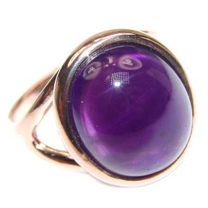 Authentic 35ctw Amethyst rose gold over .925 Sterling Silver brilliantly handcrafted ring s. 7