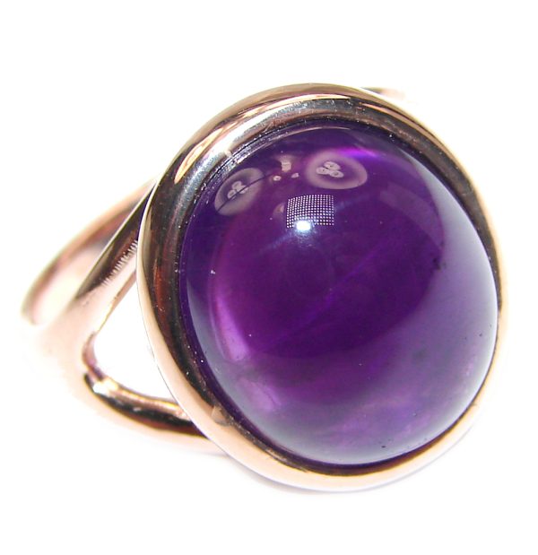 Authentic 35ctw Amethyst rose gold over .925 Sterling Silver brilliantly handcrafted ring s. 7