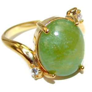 Authentic 8.5ctw Green Tourmaline Yellow gold over .925 Sterling Silver brilliantly handcrafted ring s. 6