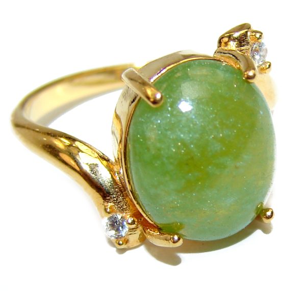 Authentic 8.5ctw Green Tourmaline Yellow gold over .925 Sterling Silver brilliantly handcrafted ring s. 6