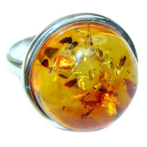 Authentic Baltic Amber .925 Sterling Silver handcrafted ring; s. 6 1/2