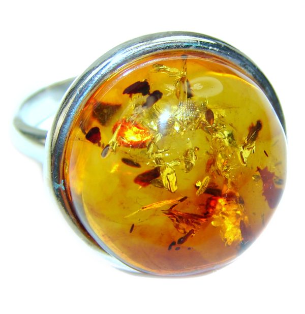 Authentic Baltic Amber .925 Sterling Silver handcrafted ring; s. 6 1/2