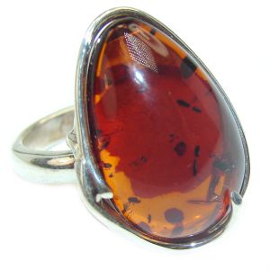 Authentic Baltic Amber .925 Sterling Silver handcrafted ring; s. 6 1/4