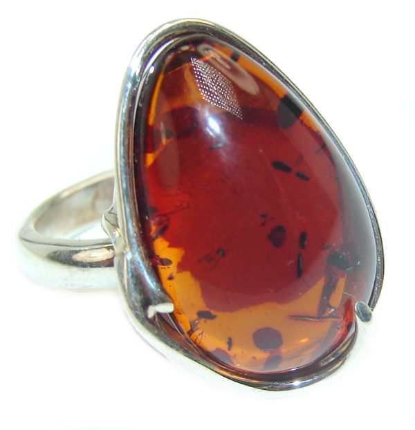 Authentic Baltic Amber .925 Sterling Silver handcrafted ring; s. 6 1/4