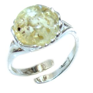 Authentic Baltic Amber .925 Sterling Silver handcrafted ring; s. 6 adjustable