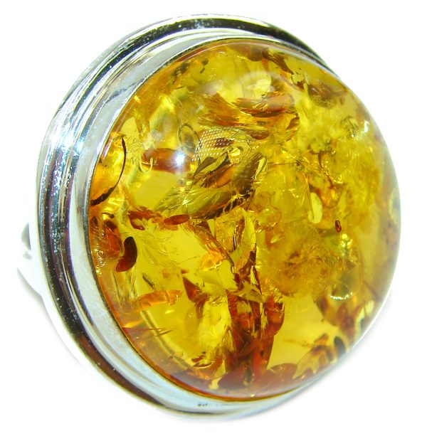 Authentic Baltic Amber .925 Sterling Silver handcrafted ring; s. 7 1/4