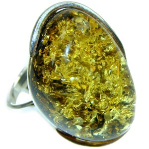 Authentic Baltic Amber .925 Sterling Silver handcrafted ring; s. 8