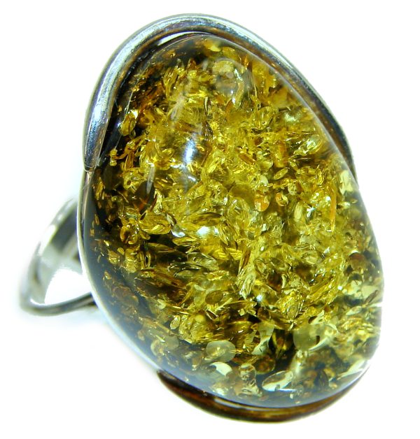 Authentic Baltic Amber .925 Sterling Silver handcrafted ring; s. 8