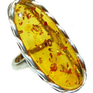 Authentic Baltic Amber .925 Sterling Silver handcrafted ring; s. 8