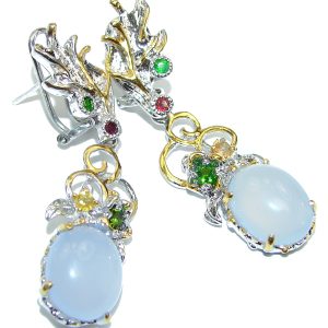 Authentic Chalcedony Agate 18K Gold over .925 Sterling Silver handmade earrings