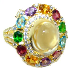 Authentic Citrine 14K Gold over .925 Sterling Silver Ring size 7 1/4