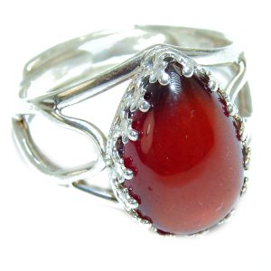 Authentic Garnet .925 Sterling Silver handmade Ring s. 7 3/4