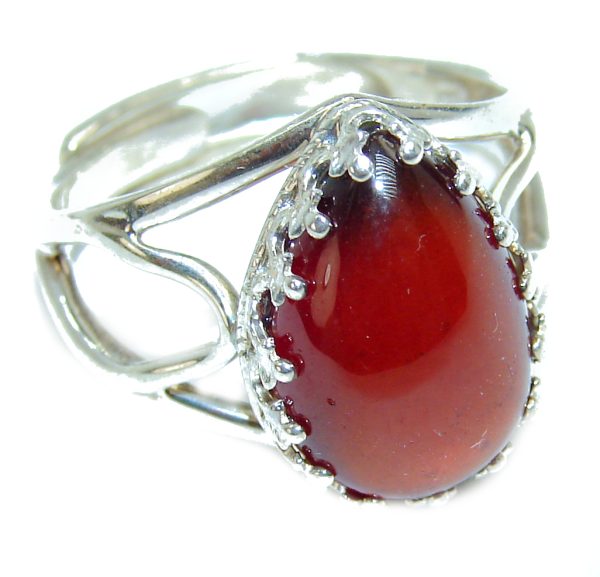 Authentic Garnet .925 Sterling Silver handmade Ring s. 7 3/4